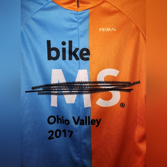 PRIMAL BIKE MS 2017 CYCLING JERSEY MENS SZ MEDIUM Orange Blue EUC - Picture 2 of 8